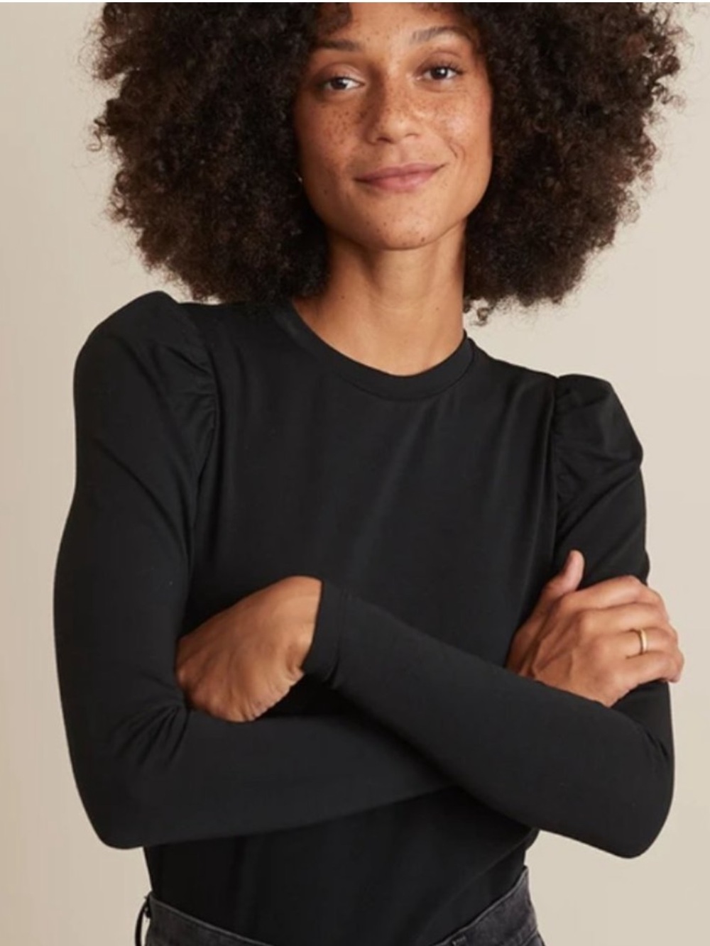 Marine Layer Celeste Ruffle Puff
Long Sleeve Top Black Size Medium